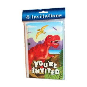 RTD-1496 : Dinosaur Birthday Party Invitations with Envelopes 8-pack at Dinosaur Party Favors