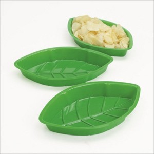 RTD-18123 : 3-Pack Plastic Palm Leaf Serving Trays at Dinosaur Party Favors