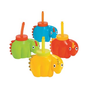 RTD-3137 : Plastic Dinosaur Cup with Lid and Straw at Dinosaur Party Favors